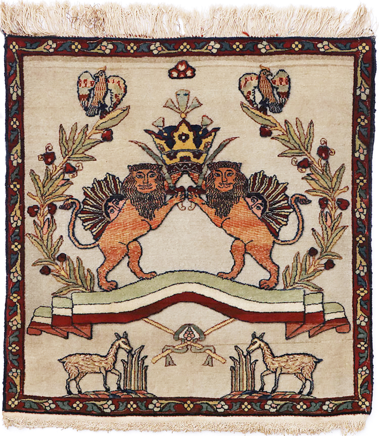 Antique Persian Dabir Kashan Pictorial Rug, No.23598 - Galerie Shabab