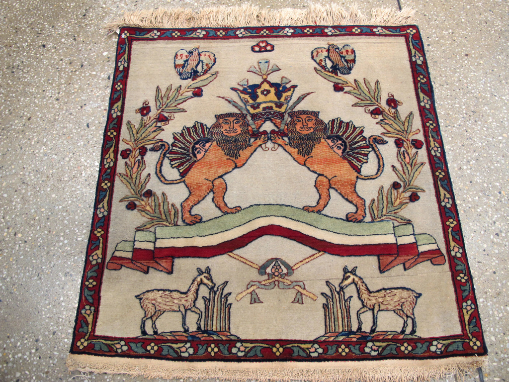 Antique Persian Dabir Kashan Pictorial Rug, No.23598 - Galerie Shabab