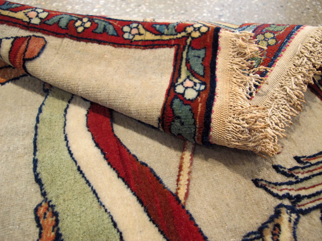 Antique Persian Dabir Kashan Pictorial Rug, No.23598 - Galerie Shabab