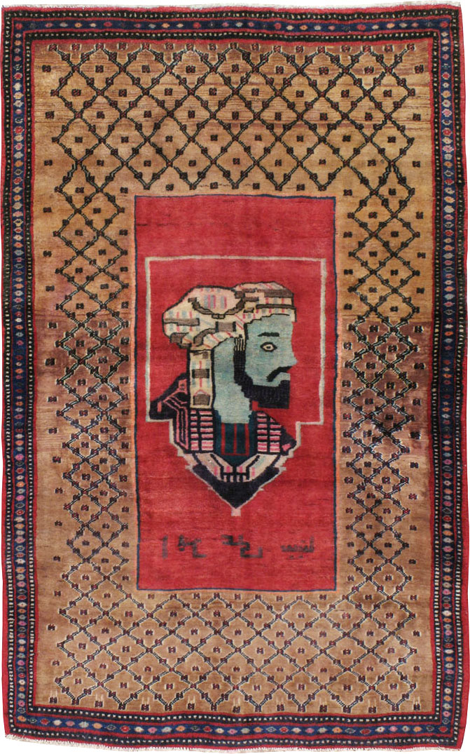 Vintage Persian Hamadan Pictorial Rug, No.23635 - Galerie Shabab