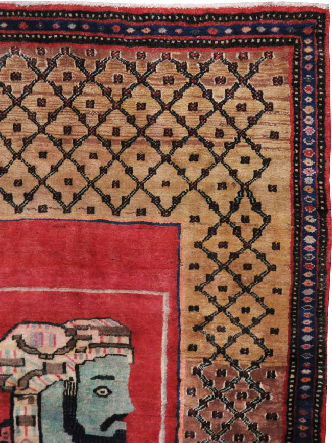 Vintage Persian Hamadan Pictorial Rug, No.23635 - Galerie Shabab