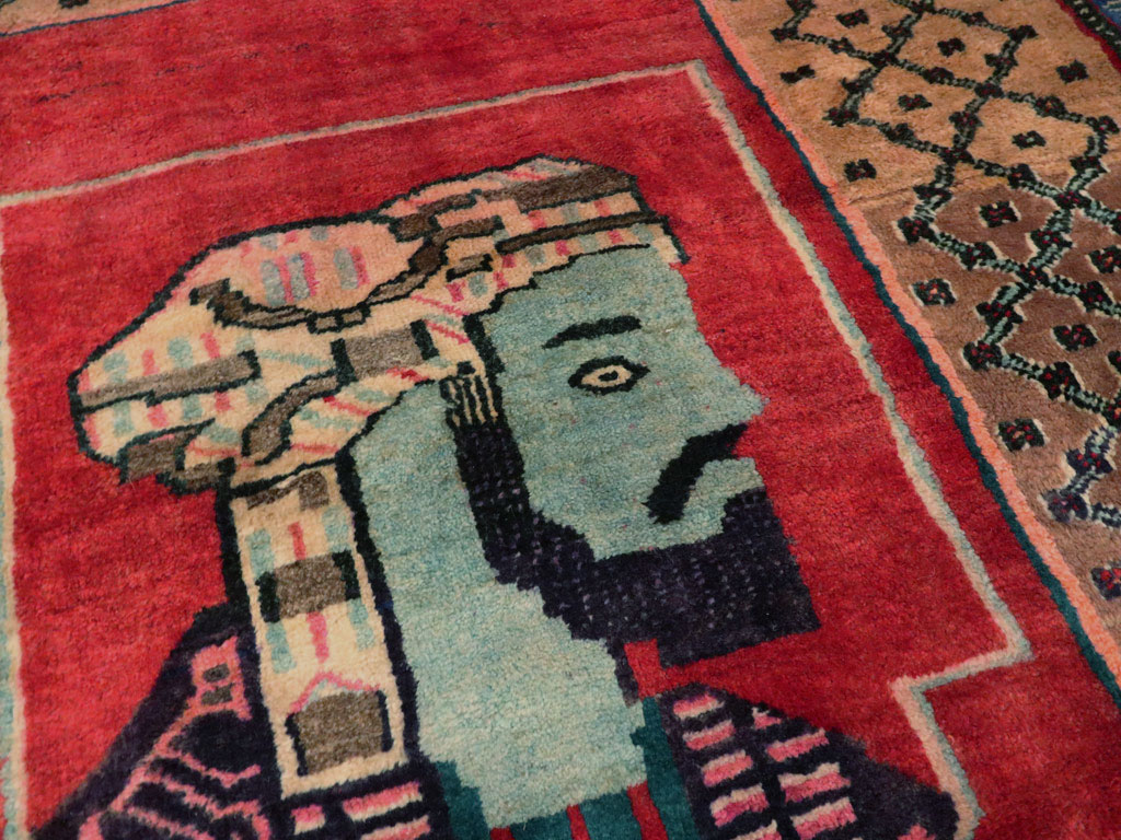 Vintage Persian Hamadan Pictorial Rug, No.23635 - Galerie Shabab