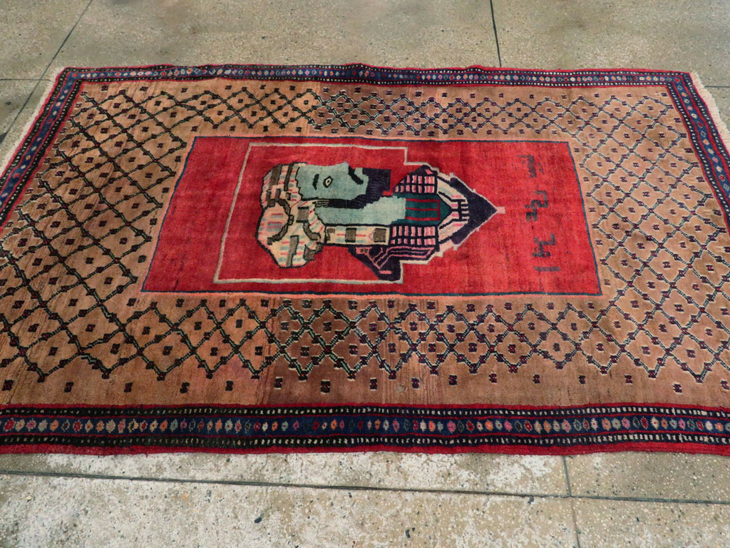 Vintage Persian Hamadan Pictorial Rug, No.23635 - Galerie Shabab