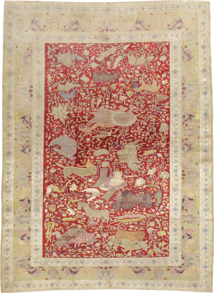 Antique Turkish Silk Kayseri Pictoral Rug, No.23691 - Galerie Shabab