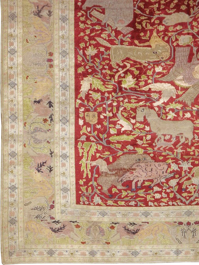 Antique Turkish Silk Kayseri Pictoral Rug, No.23691 - Galerie Shabab