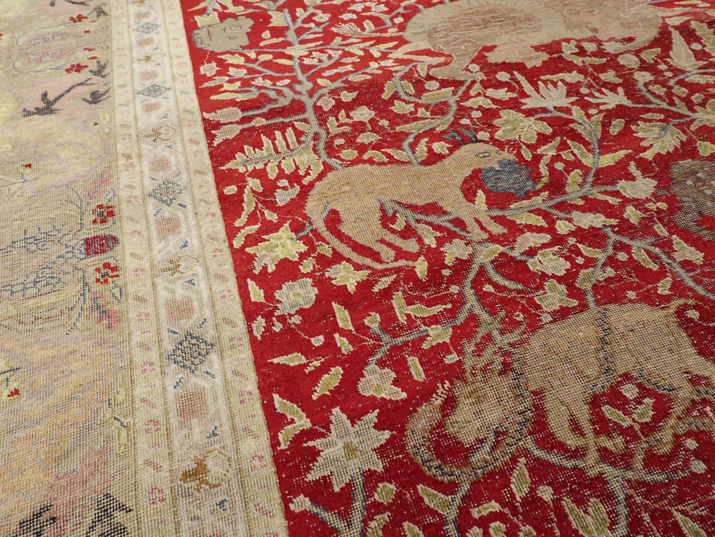 Antique Turkish Silk Kayseri Pictoral Rug, No.23691 - Galerie Shabab