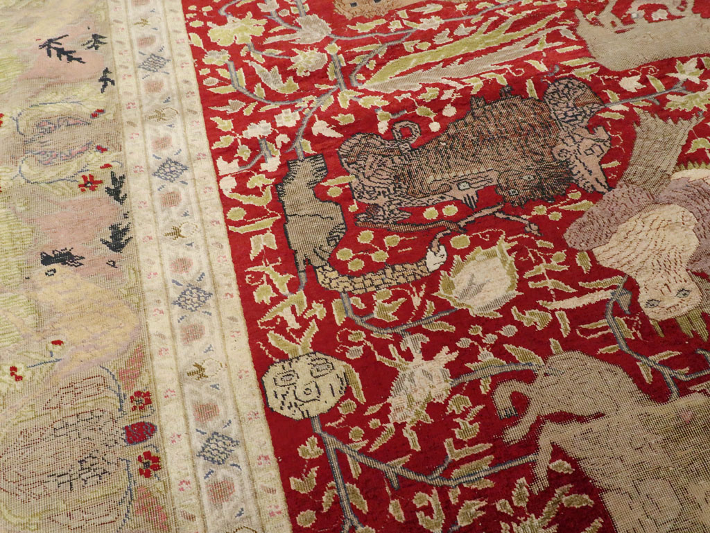 Antique Turkish Silk Kayseri Pictoral Rug, No.23691 - Galerie Shabab