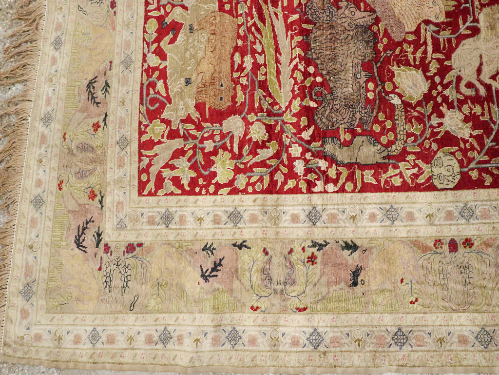 Antique Turkish Silk Kayseri Pictoral Rug, No.23691 - Galerie Shabab