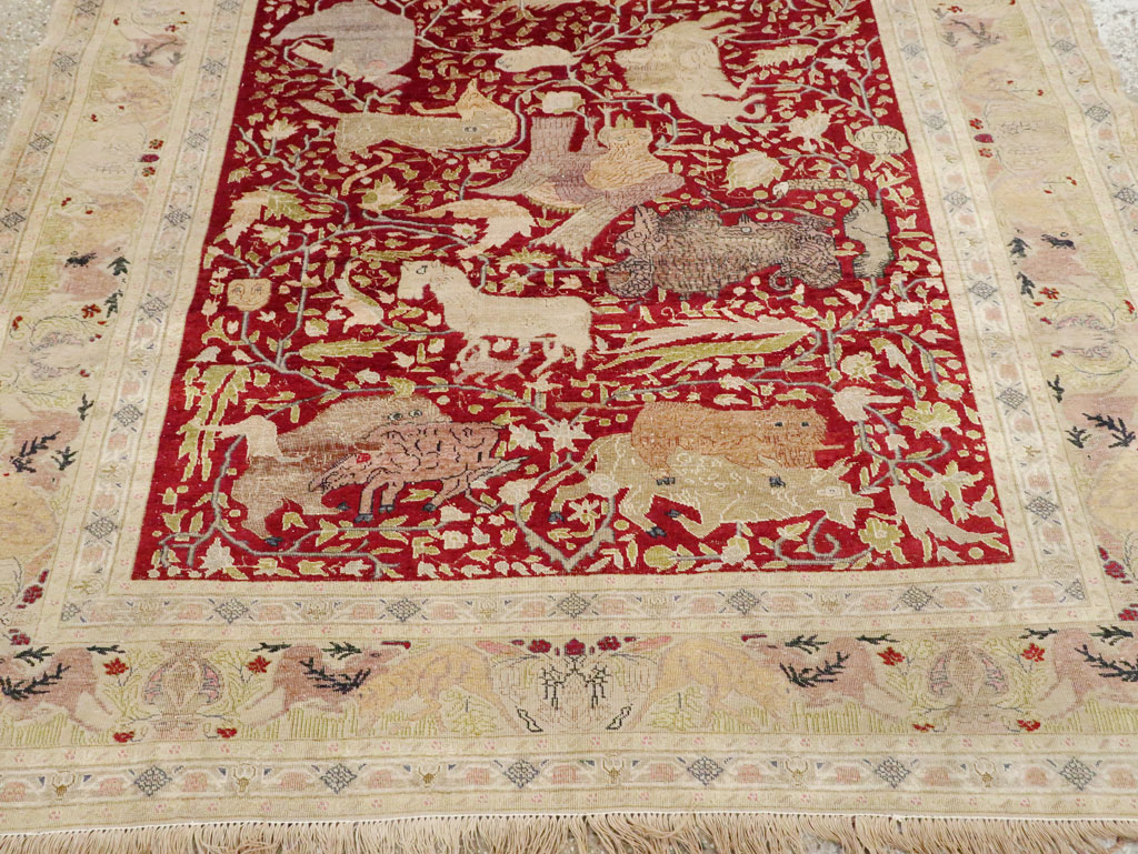 Antique Turkish Silk Kayseri Pictoral Rug, No.23691 - Galerie Shabab