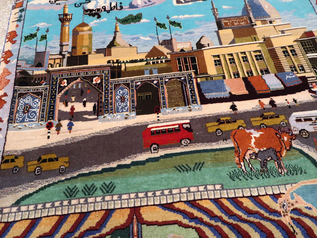 Vintage Persian Isfahan Pictorial Rug, No.23695 - Galerie Shabab