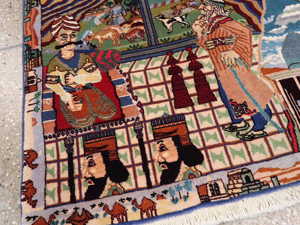 Vintage Persian Isfahan Pictorial Rug, No.23695 - Galerie Shabab