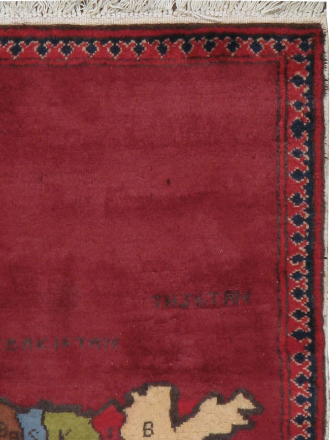 Vintage Afghan Pictorial Map Rug, No.23702 - Galerie Shabab