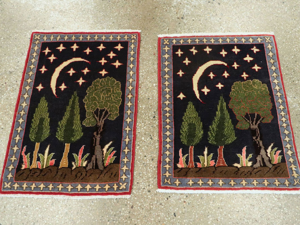 Vintage Persian Tabriz Pictorial Rug (Pair: 1 of 2), No.23727 - Galerie Shabab