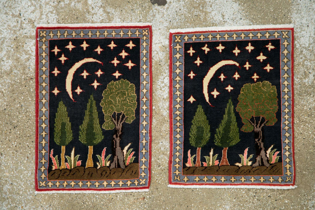 Vintage Persian Tabriz Pictorial Rug (Pair: 1 of 2), No.23727 - Galerie Shabab