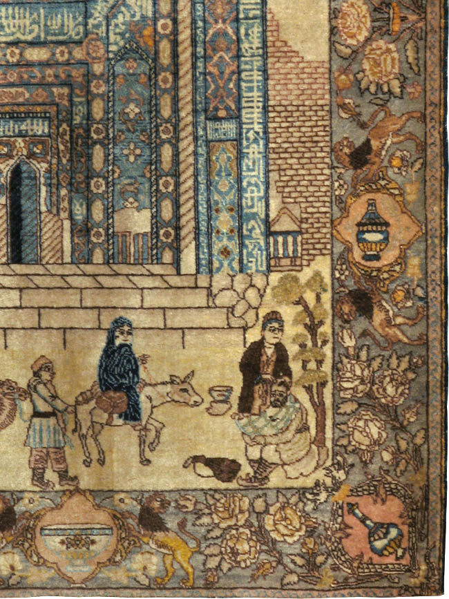 Vintage Persian Tabriz Pictorial Rug, No.23768 - Galerie Shabab