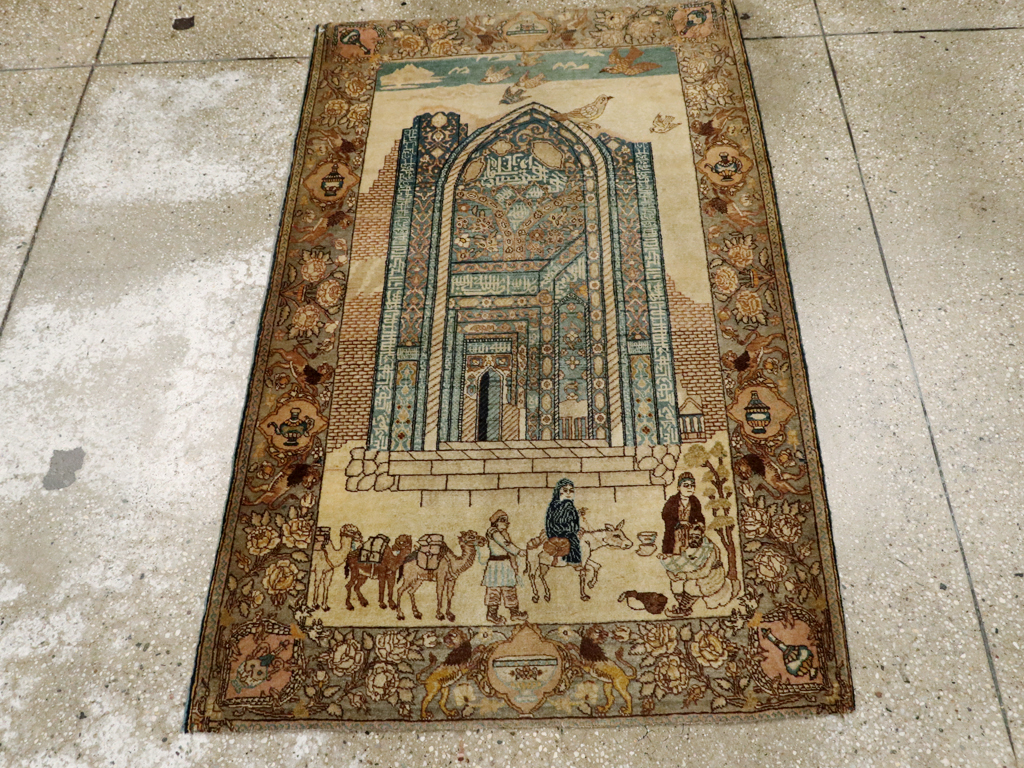 Vintage Persian Tabriz Pictorial Rug, No.23768 - Galerie Shabab
