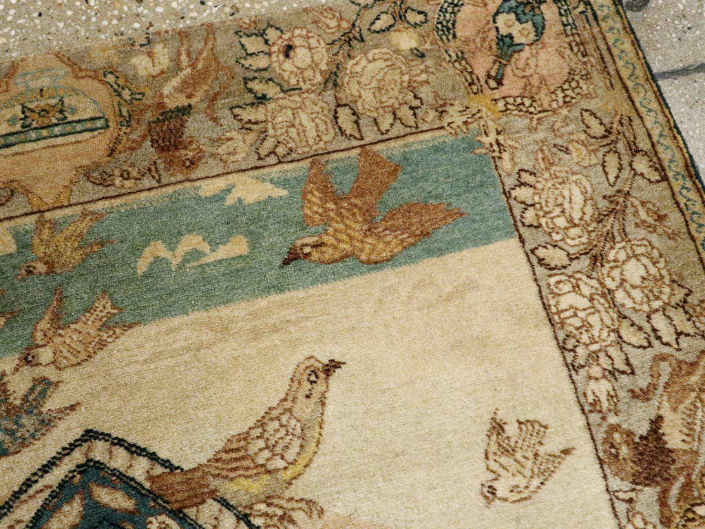 Vintage Persian Tabriz Pictorial Rug, No.23768 - Galerie Shabab