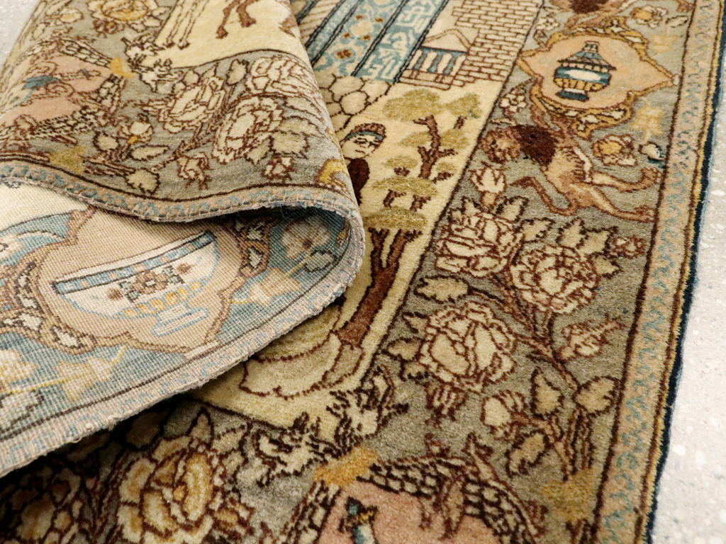 Vintage Persian Tabriz Pictorial Rug, No.23768 - Galerie Shabab