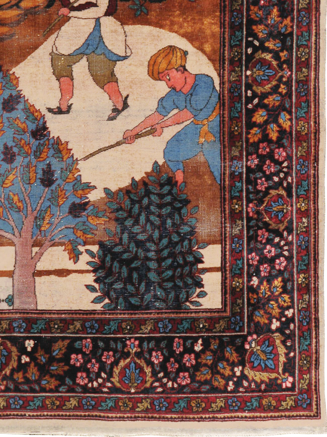 Vintage Indian Lahore Pictorial Rug, No.23797 - Galerie Shabab