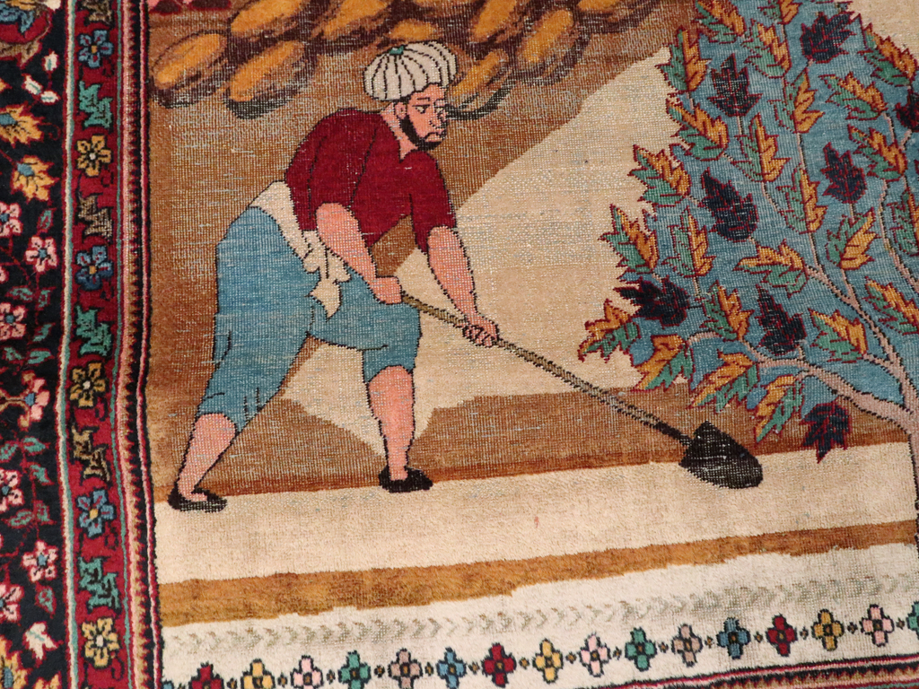 Vintage Indian Lahore Pictorial Rug, No.23797 - Galerie Shabab