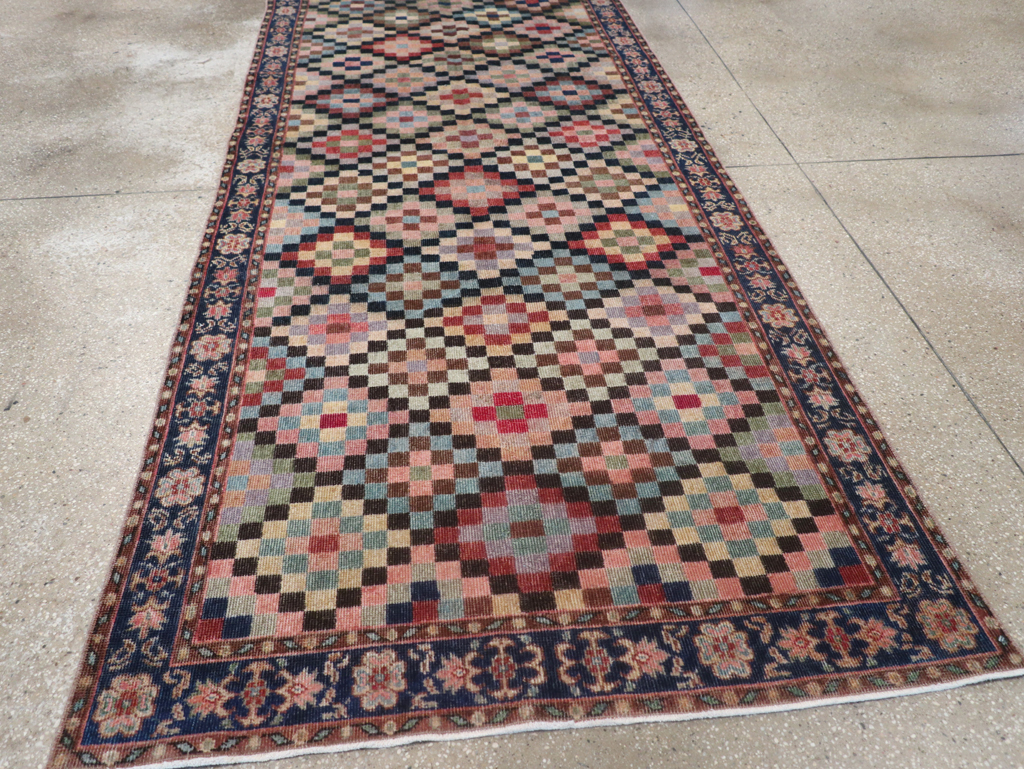Vintage Turkish Anatolian Wide Gallery Runner, No.23826 - Galerie Shabab