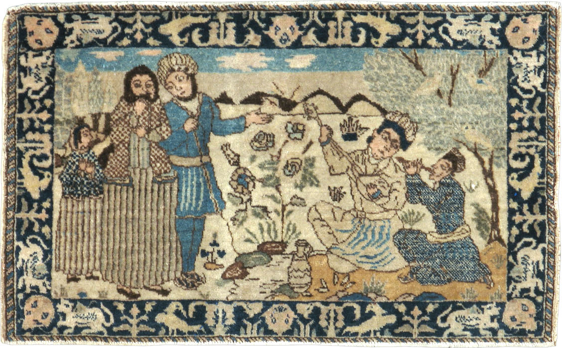 Vintage Persian Tabriz Pictorial Rug (Pair: 1 of 2), No.23892 - Galerie Shabab