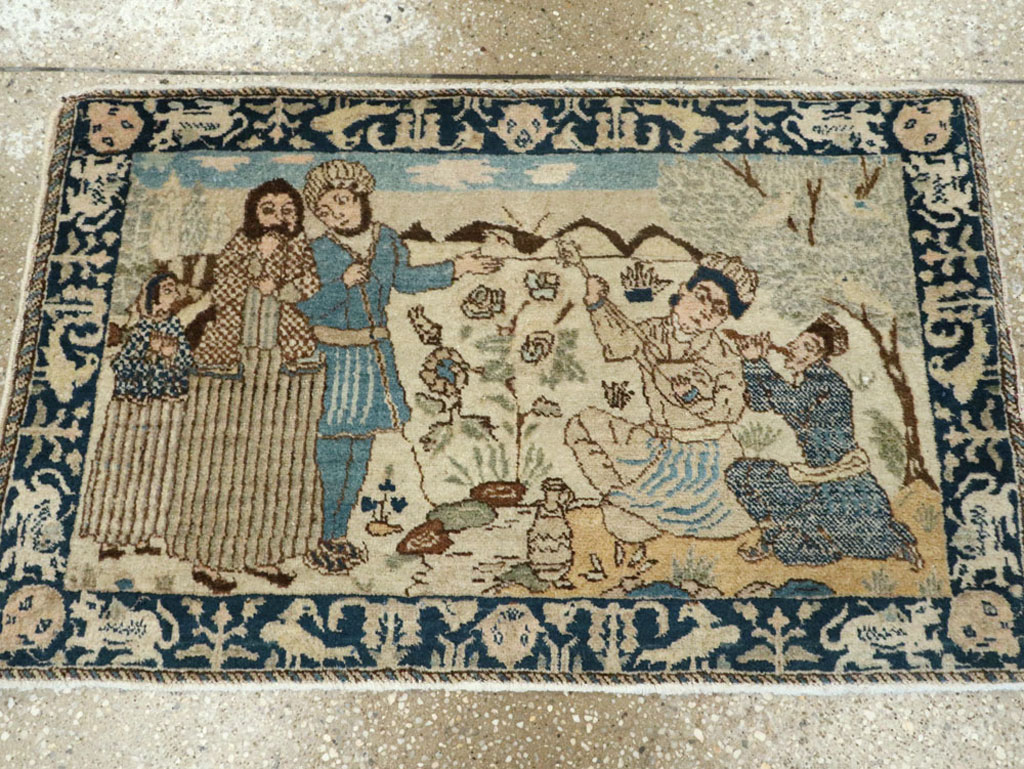 Vintage Persian Tabriz Pictorial Rug (Pair: 1 of 2), No.23892 - Galerie Shabab