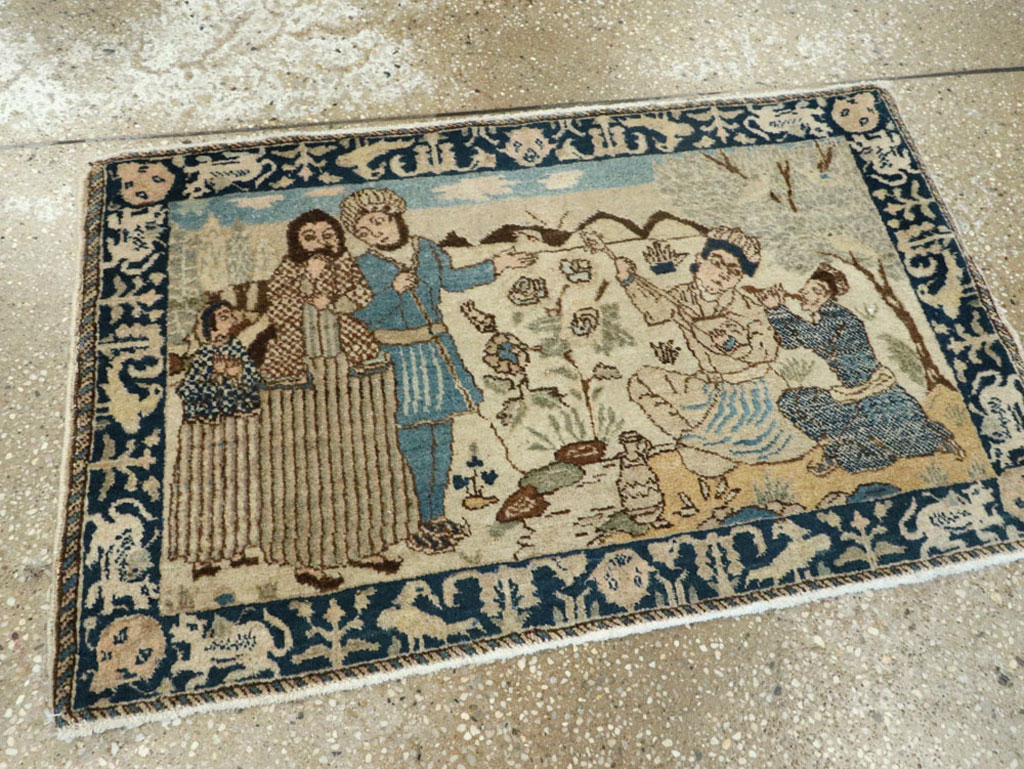 Vintage Persian Tabriz Pictorial Rug (Pair: 1 of 2), No.23892 - Galerie Shabab