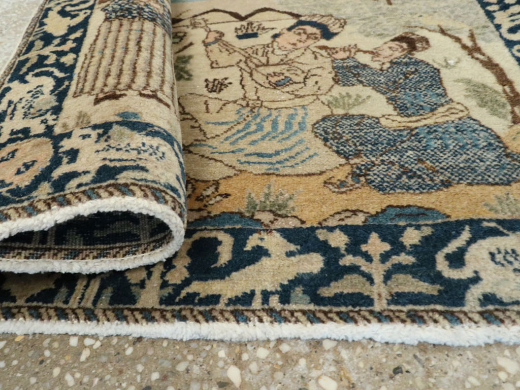 Vintage Persian Tabriz Pictorial Rug (Pair: 1 of 2), No.23892 - Galerie Shabab