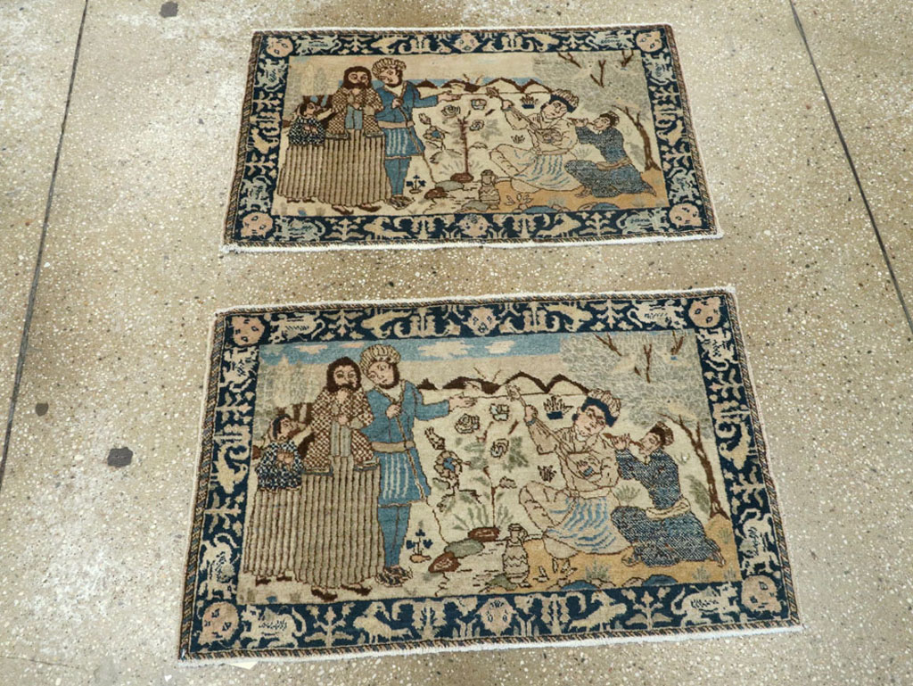 Vintage Persian Tabriz Pictorial Rug (Pair: 1 of 2), No.23892 - Galerie Shabab
