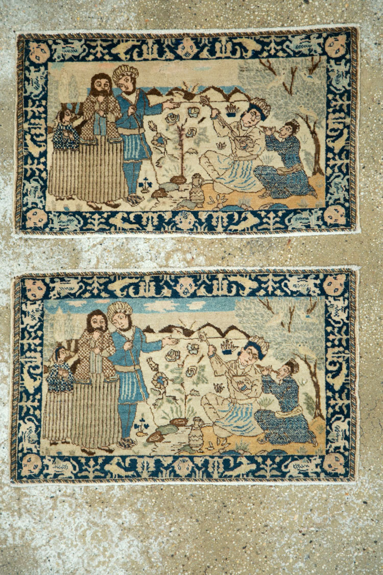 Vintage Persian Tabriz Pictorial Rug (Pair: 1 of 2), No.23892 - Galerie Shabab