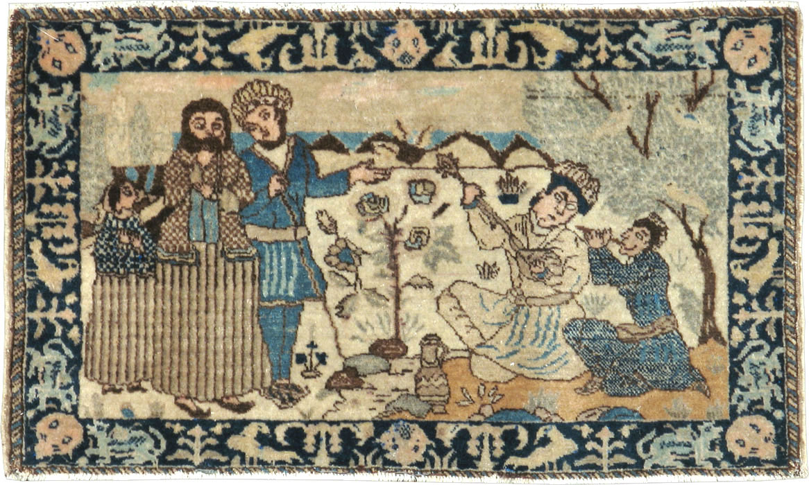 Vintage Persian Tabriz Pictorial Rug (Pair: 2 of 2), No.23893 - Galerie Shabab