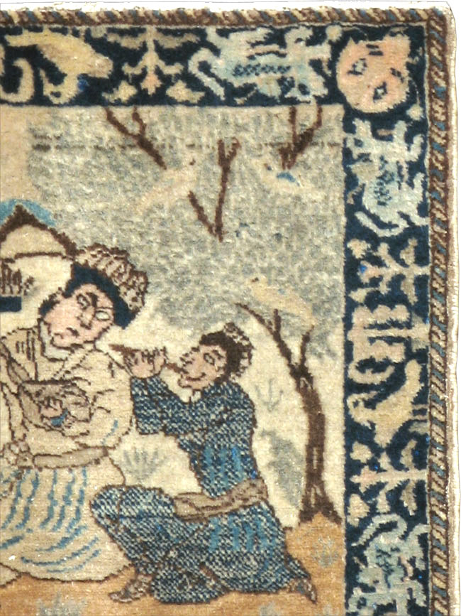 Vintage Persian Tabriz Pictorial Rug (Pair: 2 of 2), No.23893 - Galerie Shabab