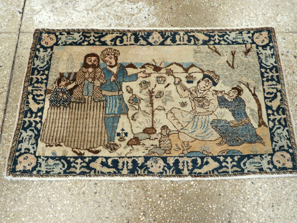 Vintage Persian Tabriz Pictorial Rug (Pair: 2 of 2), No.23893 - Galerie Shabab