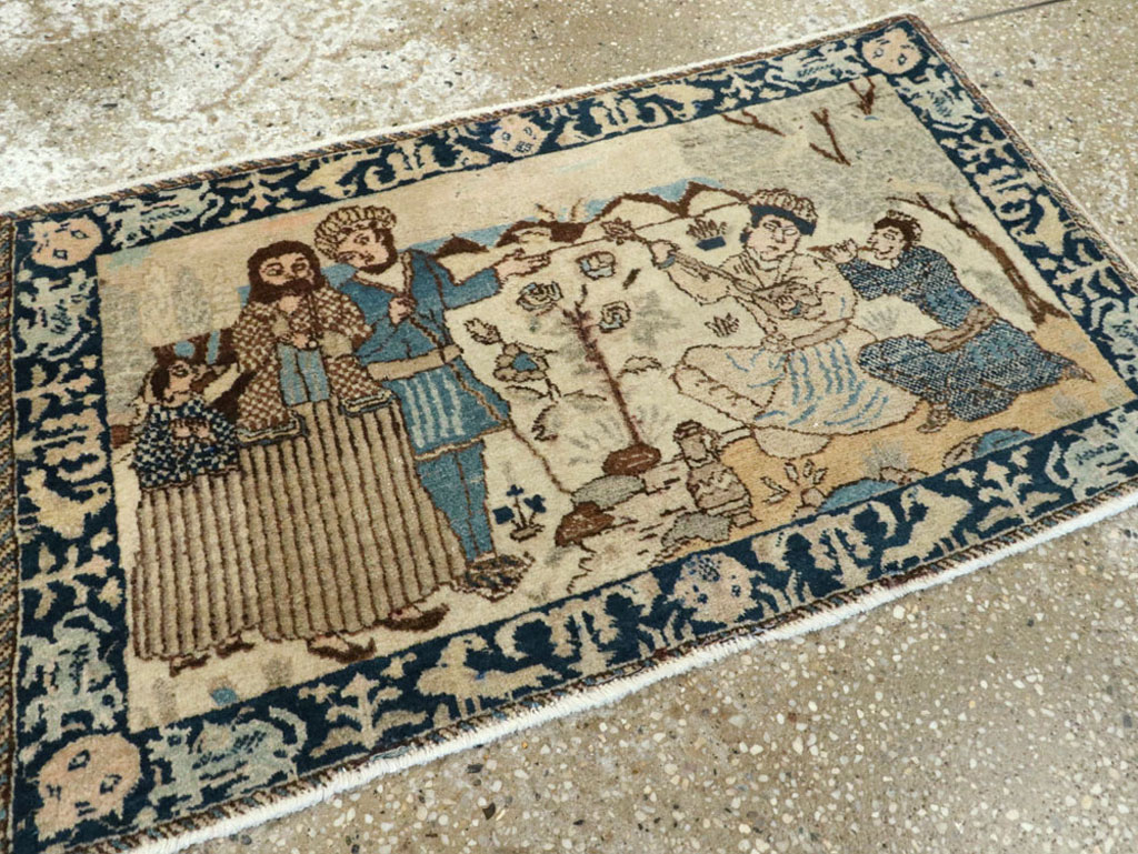 Vintage Persian Tabriz Pictorial Rug (Pair: 2 of 2), No.23893 - Galerie Shabab