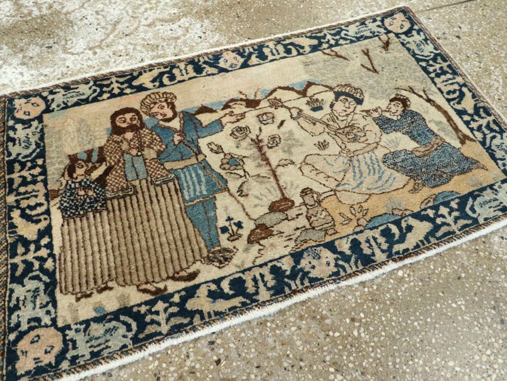 Vintage Persian Tabriz Pictorial Rug (Pair: 2 of 2), No.23893 - Galerie Shabab
