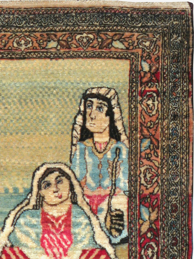 Vintage Persian Tabriz Pictorial Rug, No.23896 - Galerie Shabab