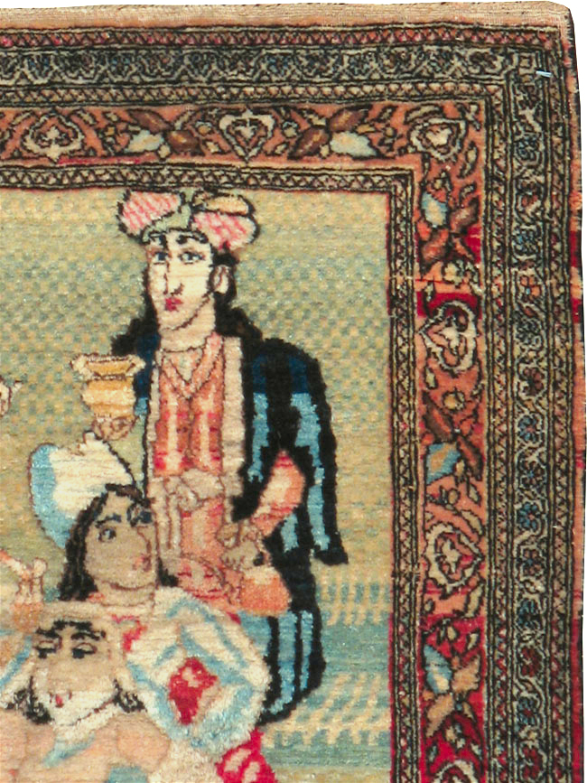 Vintage Persian Tabriz Pictorial Rug, No.23896 - Galerie Shabab