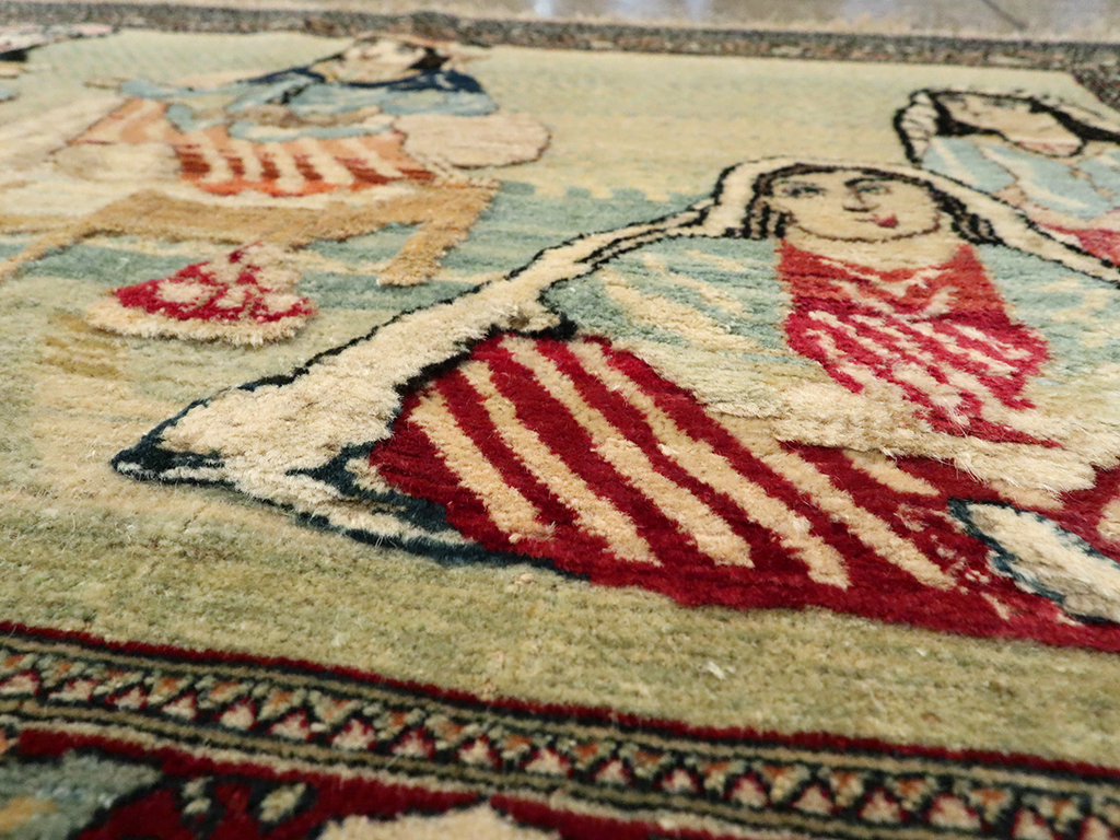 Vintage Persian Tabriz Pictorial Rug, No.23896 - Galerie Shabab