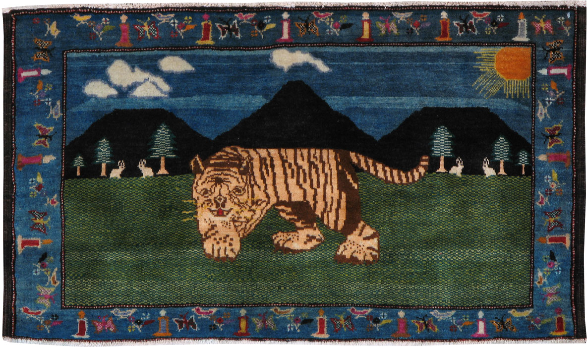 Vintage Persian Malayer Pictorial Rug, No.23933 - Galerie Shabab