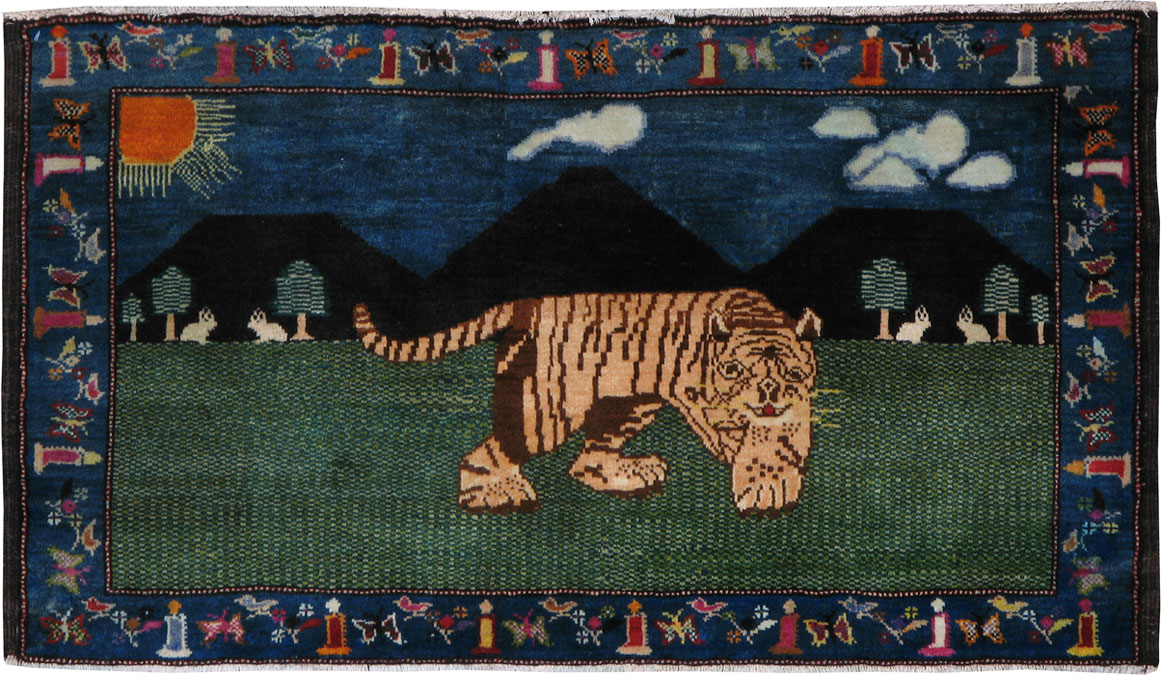 Vintage Persian Malayer Pictorial Rug, No.23934 - Galerie Shabab