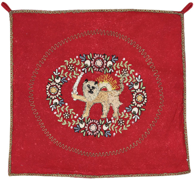 Vintage Embroidered and Beaded High Relief Textile Wall Hanging, No.23953 - Galerie Shabab