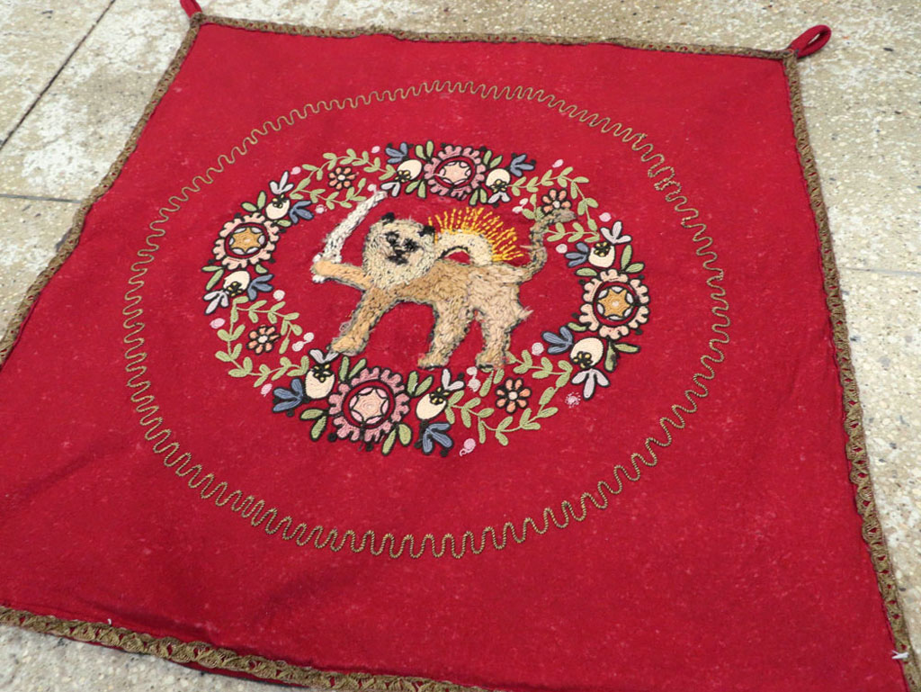 Vintage Embroidered and Beaded High Relief Textile Wall Hanging, No.23953 - Galerie Shabab