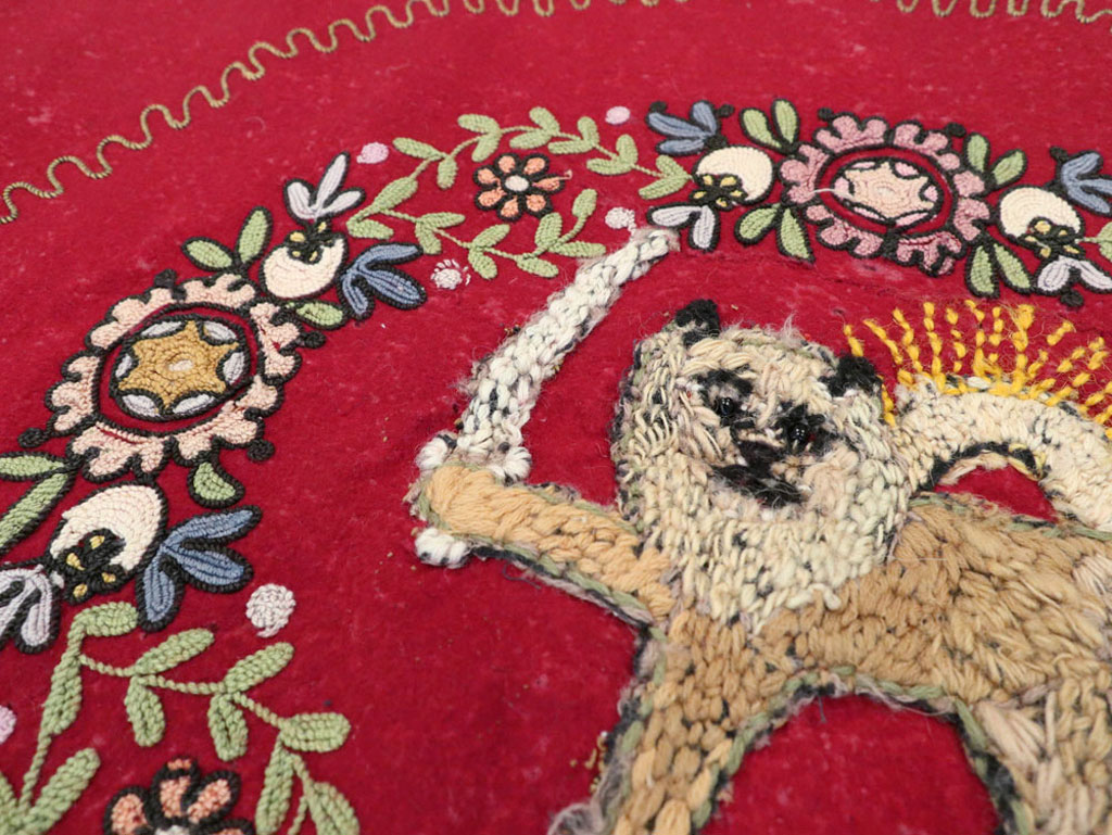 Vintage Embroidered and Beaded High Relief Textile Wall Hanging, No.23953 - Galerie Shabab