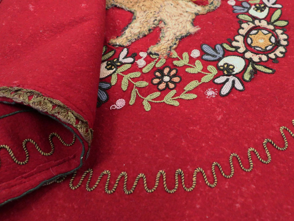 Vintage Embroidered and Beaded High Relief Textile Wall Hanging, No.23953 - Galerie Shabab