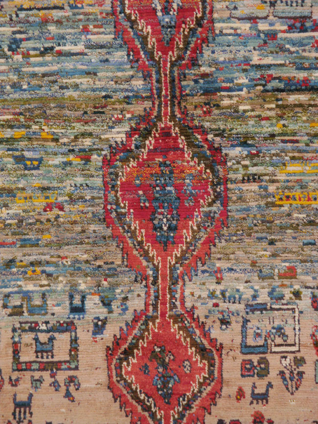 Vintage Persian Gabbeh Square Rug, No.23955 - Galerie Shabab
