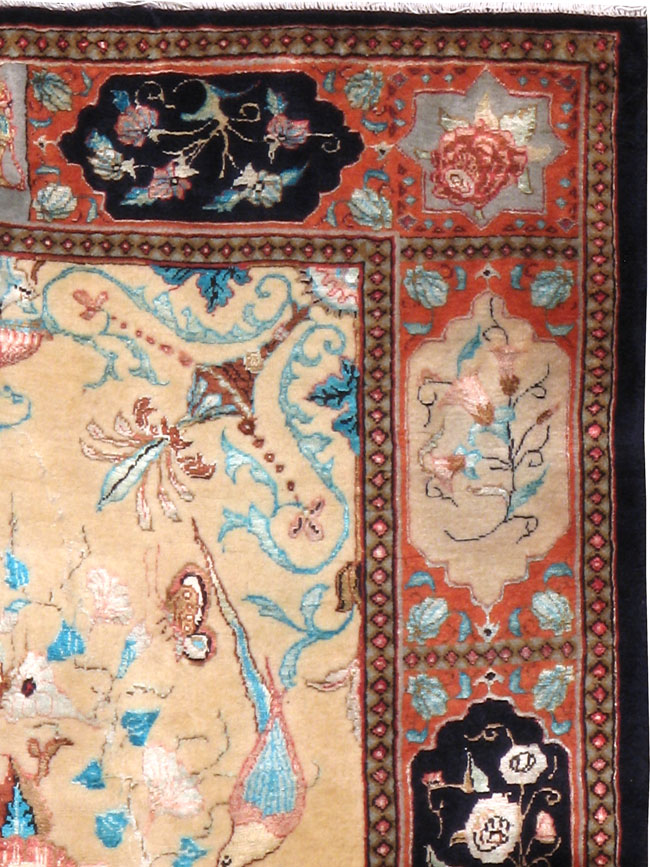 Vintage Persian Quom Pictorial Rug, No.23956 - Galerie Shabab