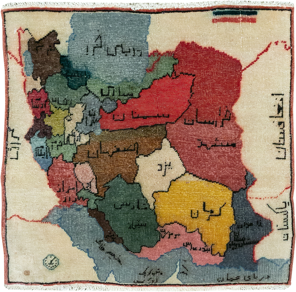 Antique Persian Tabriz Pictorial Map Rug, No.23973 - Galerie Shabab