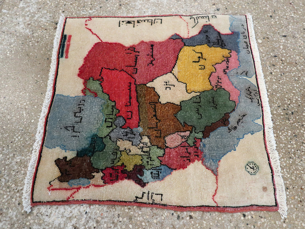 Antique Persian Tabriz Pictorial Map Rug, No.23973 - Galerie Shabab