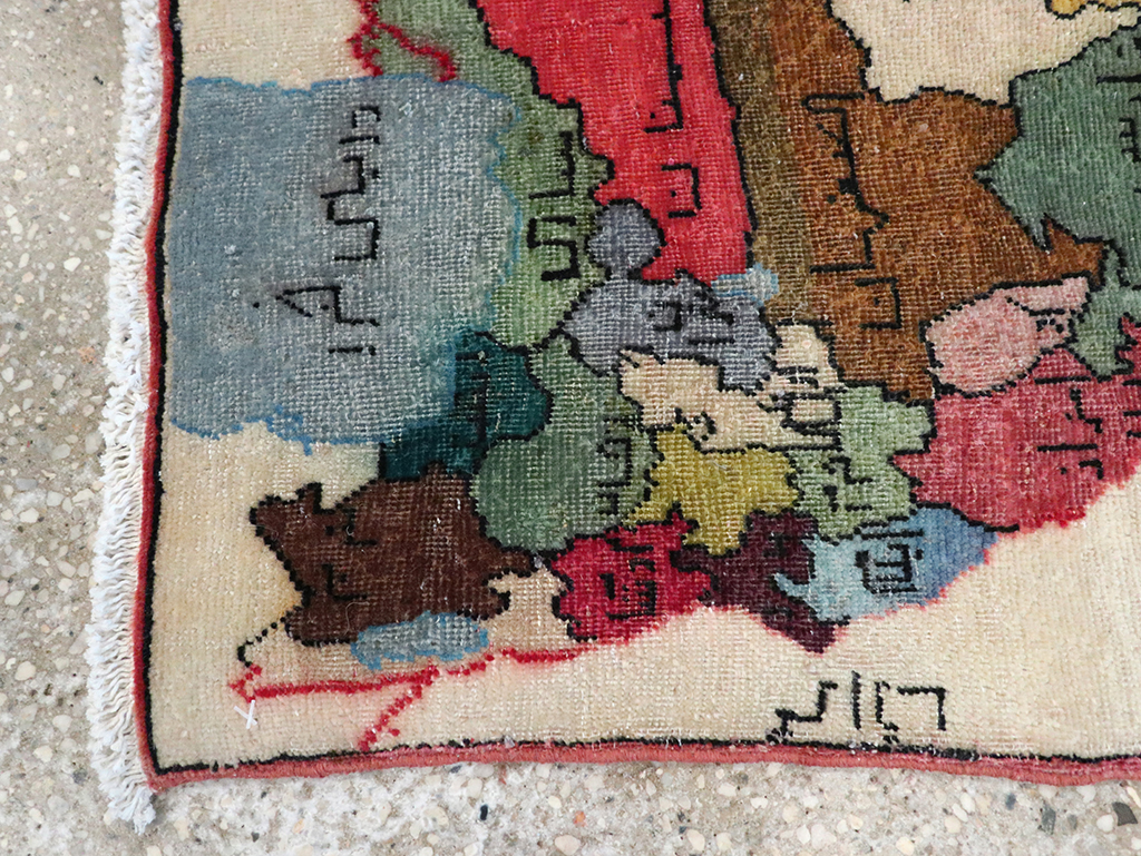 Antique Persian Tabriz Pictorial Map Rug, No.23973 - Galerie Shabab